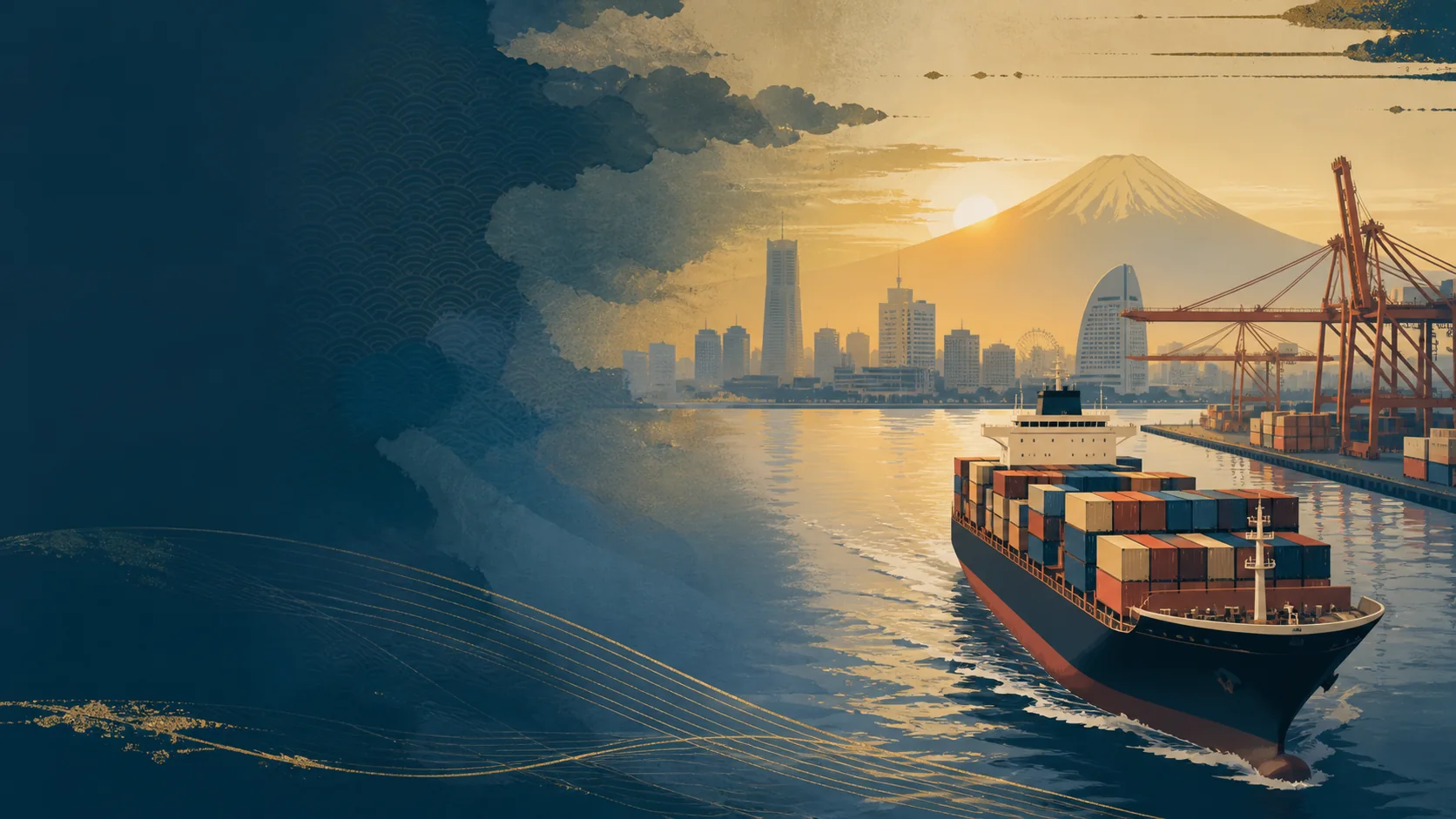 An export vessel leaving port for international markets